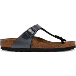 Birkenstock Gizeh Δερμάτινες Γυναικείες Σαγιονάρες Ανατομικές Ανθρακί 1021457