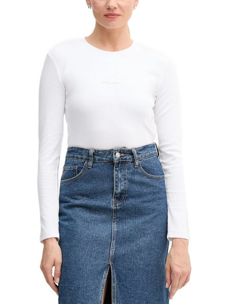 Calvin Klein Γυναικείο Χειμερινό Crop Top Ριπ Λευκό LV047A803G-YAA