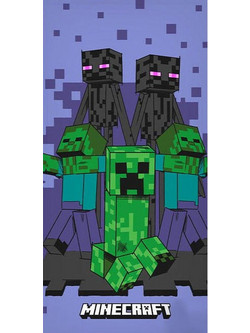 Minecraft Creeper Παιδική Πετσέτα Θαλάσσης Μωβ 70x140cm 1029330
