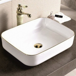 Inter Ceramic Golden Edge 874 Επικαθήμενος Νιπτήρας Μπάνιου Πορσελάνης 50x40cm Λευκός EDGE874