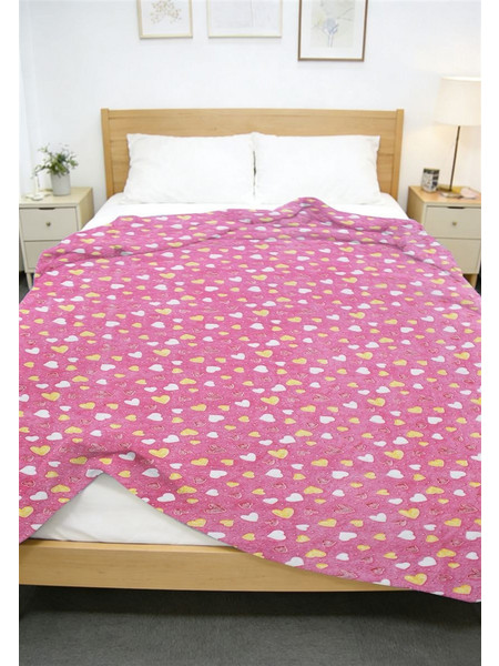 Dimcol Παιδική Κουβέρτα Fleece Καρδούλες Φωσφοριζέ 175x225 Ροζ