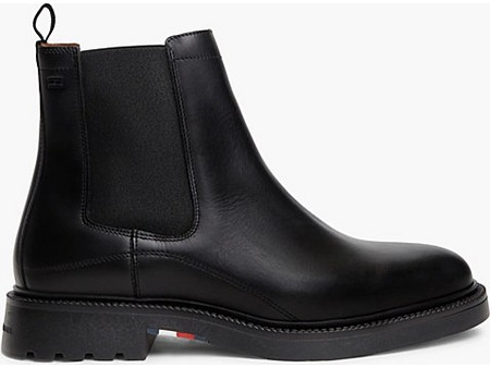Tommy Hilfiger Ανδρικά Chelsea Μποτάκια Δερμάτινα Μαύρα FM0FM05966-BDS