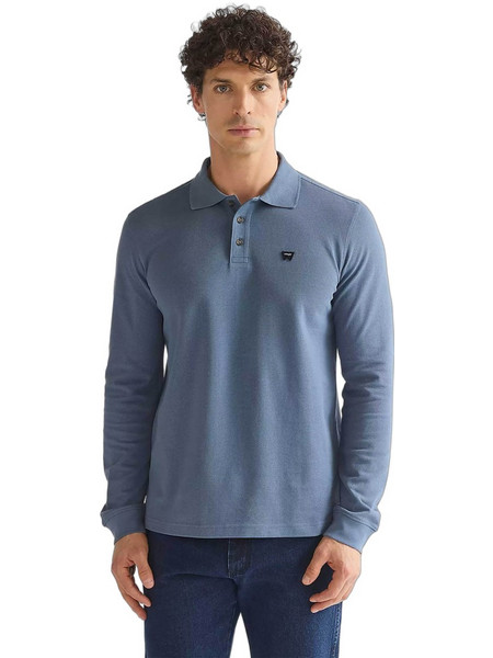 Wrangler Ανδρική Μπλούζα Polo Μακρυμάνικη Μπλε 112386874