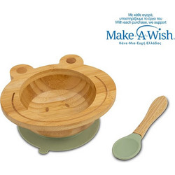 Nava We Care Frog Βρεφικό Σετ Φαγητού Bamboo Μπεζ Πράσινο Mint 2τμχ