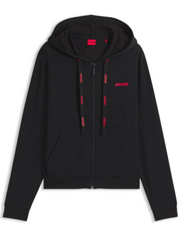 Hugo Boss Γυναικεία Ζακέτα Φούτερ Μακριά με Κουκούλα και Φερμουάρ Μαύρη 50556350-001