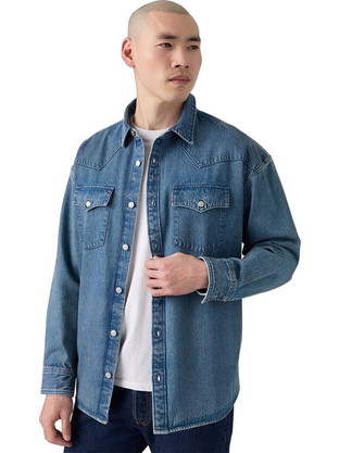 Levi's Ανδρικό Πουκάμισο Τζιν Μακρυμάνικο Κανονική Γραμμή Overshirt Μπλε 0085T-0000