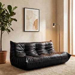 Nextdeco Togo Τριθέσιος Καναπές Δερματίνη Μαύρος 174x102x70cm 36566-09