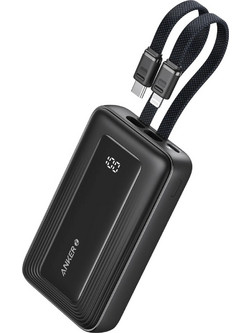Anker Zolo Power Bank 10000mAh 22.5W με Ενσωματωμένα Καλώδια USB-C & Lightning Power Delivery Black
