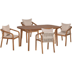 HomeMarkt Debbie Σετ Τραπεζαρία Κήπου Μεταλλικό 5τμχ Μπεζ Καφέ HM10991