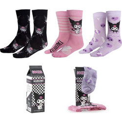 Cerda Hello Kitty Kuromi Βαμβακερές Γυναικείες Κάλτσες Μαύρες Ροζ Λιλά με Σχέδια 3Pack 2900003046