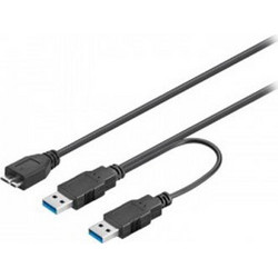 Goobay 95746 Καλώδιο USB-B Micro Male 3.0 to 2xUSB-A Male 0.3m Black
