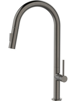 Karag Nola 10887-652-GM Μπαταρία Κουζίνας Πάγκου Διπλής Παροχής Ανάμεικτη με Ντουζ Inox