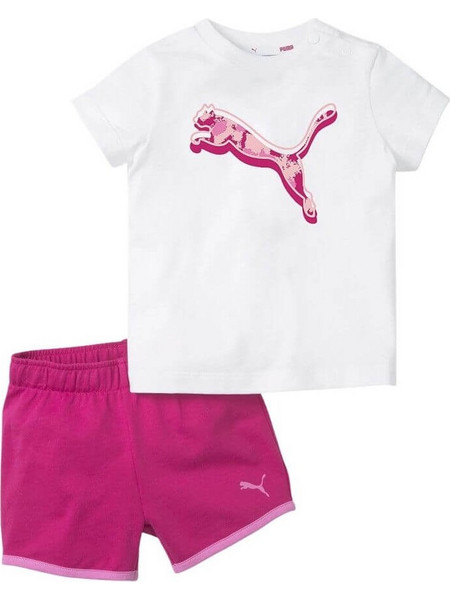 Puma Minicats Alpha Βρεφικό Σετ για Κορίτσι Καλοκαιρινό Λευκό Φούξια 847321-02