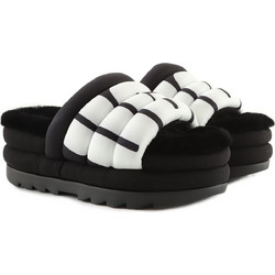 UGG Γυναικείες Παντόφλες Καλοκαιρινές Flatforms Μαύρες Λευκές 1127067-BLK