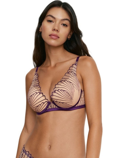 Promise Σουτιέν για Βαθύ Ντεκολτέ Push Up με Μπανέλα Μωβ Nude L7001