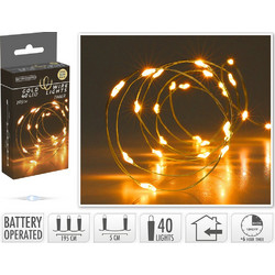 Koopman 40 Χριστουγεννιάτικα Λαμπάκια LED σε Σύρμα Μπαταρίας Θερμά Λευκά 1.95m AX9734110