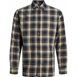 Jack & Jones Ανδρικό Πουκάμισο Βαμβακερό Καρό Μακρυμάνικο Κανονική Γραμμή Ανθρακί 12246980