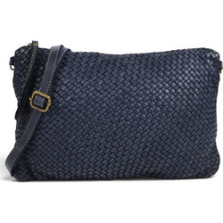 Passaggio Leather Γυναικεία Τσάντα Χιαστί Δερμάτινη Navy Μπλε με Στενό Λουρί 5153-KR-06