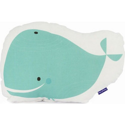 Happyfriday Moshi Moshi Whale Παιδικό Διακοσμητικό Μαξιλάρι 100% Βαμβάκι Λευκό Τιρκουάζ 40x30cm