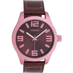 Oozoo Timepieces Ανδρικό Ρολόι με Μπορντό Δερμάτινο Λουράκι C0916
