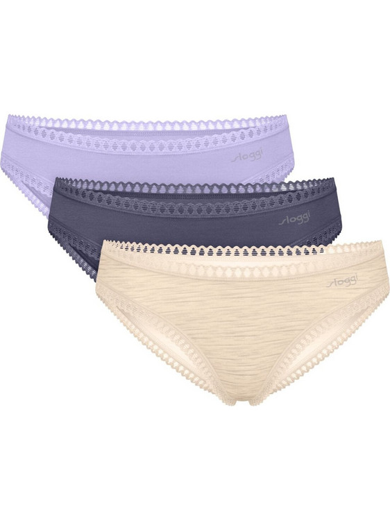 Sloggi Go Crush Mini Βαμβακερά Γυναικεία Slip με Δαντέλα 3Pack 10219682-M026