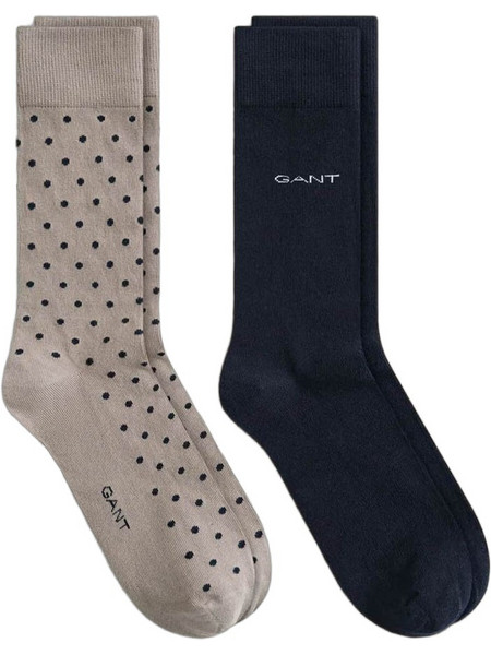 Gant Ανδρικές Κάλτσες Ψηλές Γκρι Navy Μπλε 2Pack 3G9960260-264