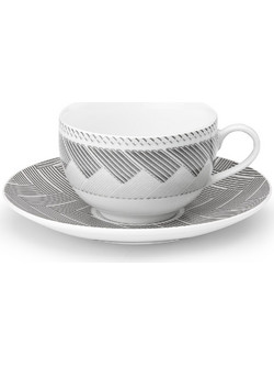 Cryspo Trio Plaza Σετ Φλιτζάνια Cappuccino Latte & Τσαγιού Πορσελάνης Λευκά Γκρι 250ml 6τμχ 25.743.16