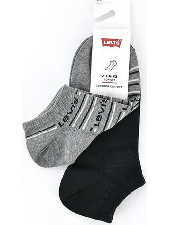 Levi's Ανδρικές Κάλτσες Κοντές με Σχέδια Μαύρες Γκρι 2Pack 701220678-002