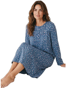 Minerva Cozy Blossom Γυναικείο Νυχτικό Βαμβακερό Μπλε CL2791-61