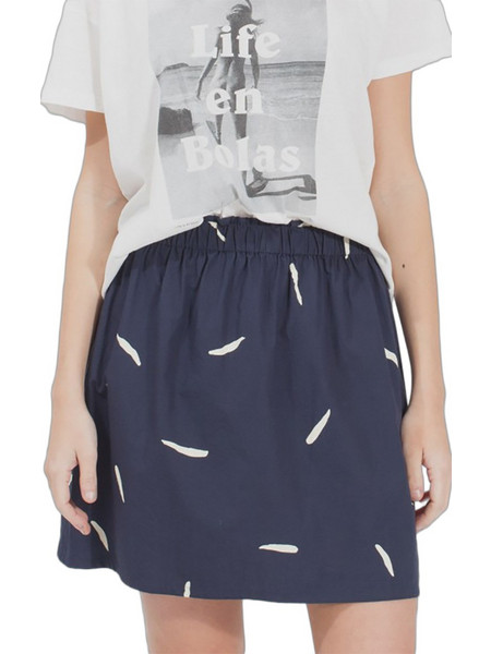 Thinking Mu Brush Big Μίνι Φούστα Μπλε w-skirt-02