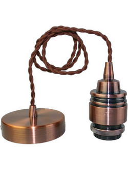 Dasher DIY Ανάρτηση Μεταλλική 2x0.75mm2 E27 0.8m Μπρονζέ Αντικέ