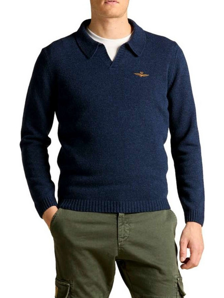 Aeronautica Militare Ανδρική Μπλούζα Polo Μακρυμάνικη Navy Μπλε MA1647-8403