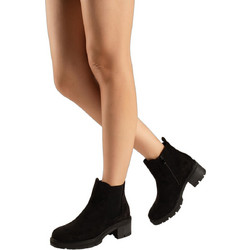 Sabino Γυναικεία Μποτάκια Chelsea Suede Μαύρα με Χοντρό Χαμηλό Τακούνι JF2563901