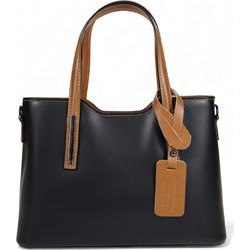 Passaggio Leather Γυναικεία Τσάντα Χειρός Δερμάτινη Μαύρη 5841-KR-26