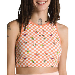 Vans Γυναικείο Καλοκαιρινό Crop Top Βαμβακερό Λευκό Πορτοκαλί VN00073RBM5