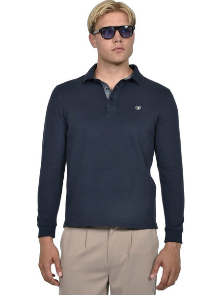 Berto Lucci Ανδρική Μπλούζα Polo Μακρυμάνικη Navy Μπλε 07262-1877-5028