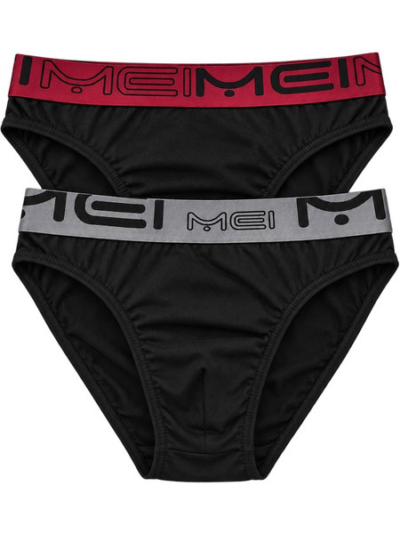 Mei Ανδρικά Σλιπ Βαμβακερά Μαύρα 2Pack 272-2