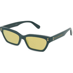 Stella McCartney SC40067I-96G Γυναικεία Γυαλιά Ηλίου Cat Eye Κοκάλινα Πράσινα με Κίτρινο Φακό