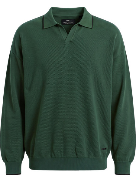 Funky Buddha Ανδρική Μπλούζα Polo Μακρυμάνικη Πράσινη FBM014-016-09