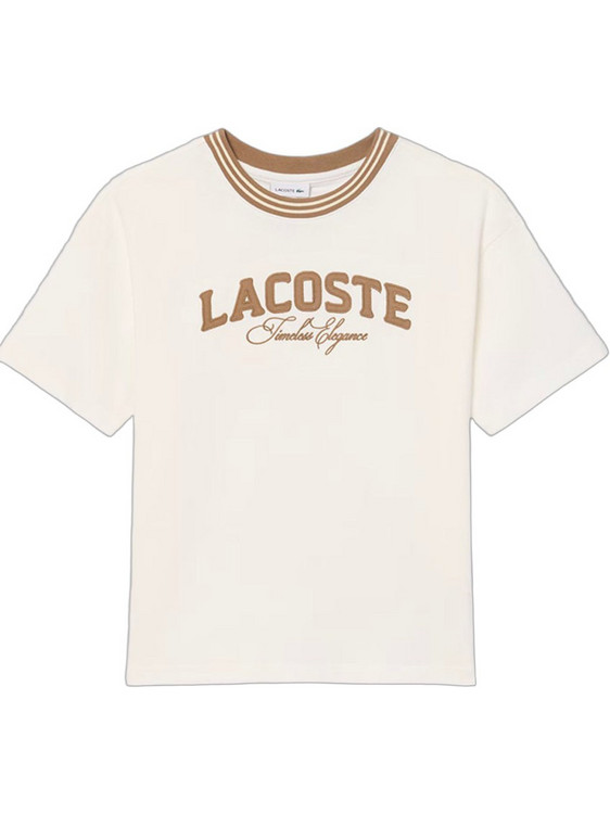 Lacoste Παιδικό T-Shirt Κοντομάνικο Μπεζ 3TJ1155-70V