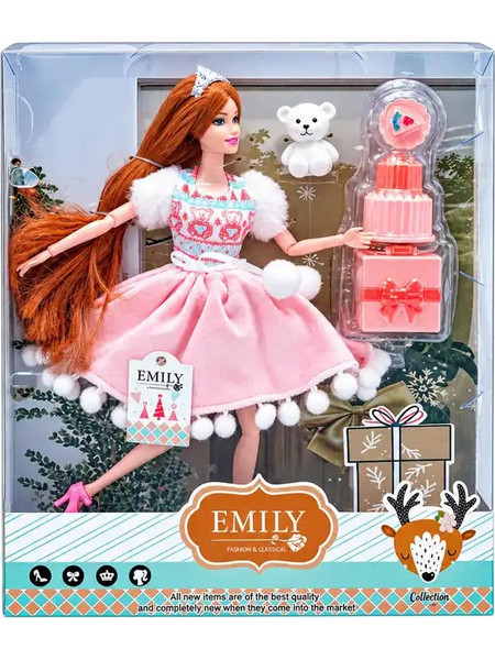 Emily Κούκλα με Χριστουγεννιάτικο Φόρεμα & Αξεσουάρ