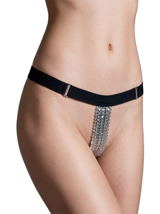 Milena By Paris Γυναικείο Sexy String Αυτοκινήτου Μαύρο Ασημί 60118