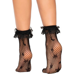 Leg Avenue Galaxy Net Ruffle Γυναικείες Κάλτσες Μαύρες