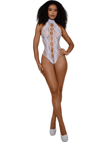 Dreamgirl Sexy Κορμάκι String Αυτοκινήτου See Through με Δαντέλα Λευκό 13935