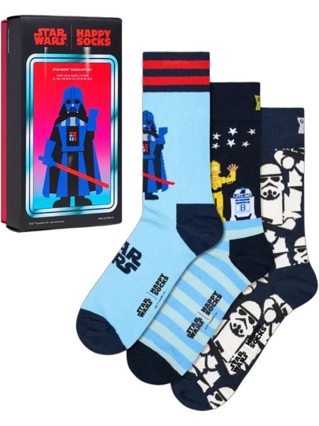 Happy Socks Star Wars Ανδρικές Κάλτσες Ψηλές με Σχέδια Πολύχρωμες 3Pack P006852