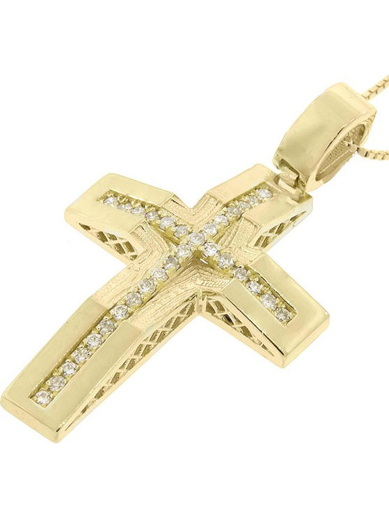 Χρυσός σταυρός σε 18 καράτια με διαμάντια 0.16ct. CR7896