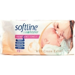 Softline Fresher Premium Wet Towel With Cream Μωρομάντηλα Χωρίς Οινόπνευμα & Parabens 72τμχ