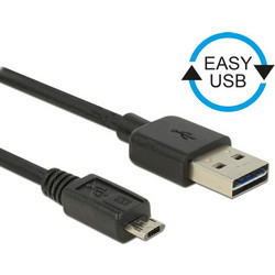 USB A 2.0 CABLE MALE TO MICRO USB B MALE CABLE BLACK 2m DOUBLE DUAL EASY USB CAB-U062