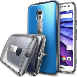 Ringke (Fusion) Θήκη Motorola Moto G 3rd Gen PC με TPU Bumper + Screen Protector - Clear/Smoke Black (8585)