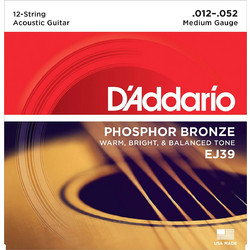 D'Addario EJ39 Σετ 12 Χορδές Ακουστικής Κιθάρας Phosphor Bronze 12-52" Medium Tension